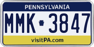 PA license plate MMK3847