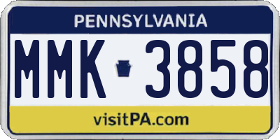 PA license plate MMK3858