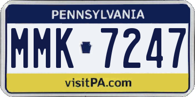 PA license plate MMK7247
