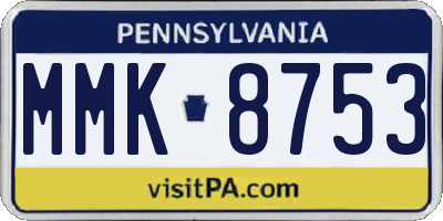 PA license plate MMK8753