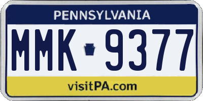 PA license plate MMK9377