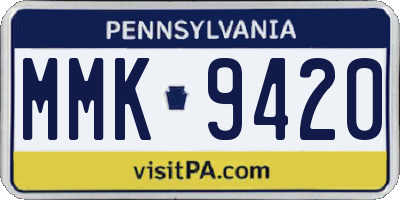PA license plate MMK9420