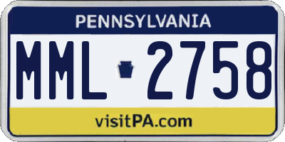 PA license plate MML2758