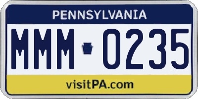 PA license plate MMM0235