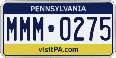 PA license plate MMM0275