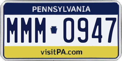 PA license plate MMM0947