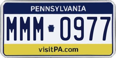 PA license plate MMM0977