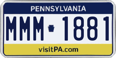 PA license plate MMM1881