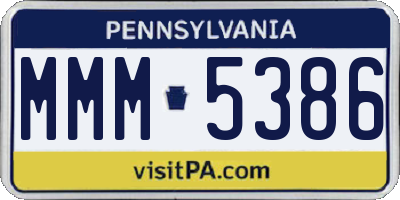 PA license plate MMM5386