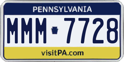 PA license plate MMM7728