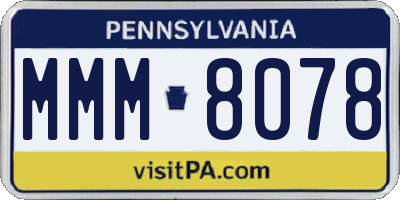 PA license plate MMM8078