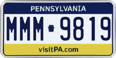 PA license plate MMM9819