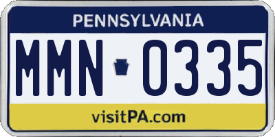 PA license plate MMN0335