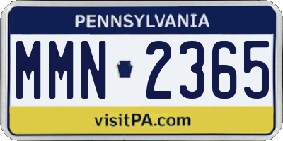 PA license plate MMN2365