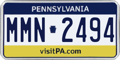 PA license plate MMN2494