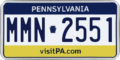 PA license plate MMN2551