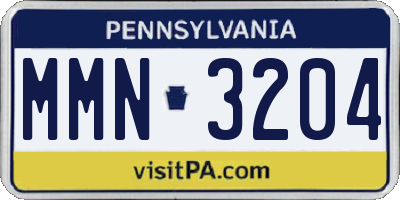 PA license plate MMN3204