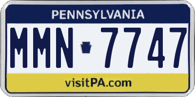 PA license plate MMN7747