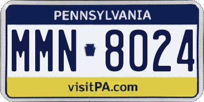 PA license plate MMN8024