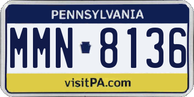 PA license plate MMN8136