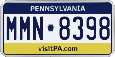 PA license plate MMN8398