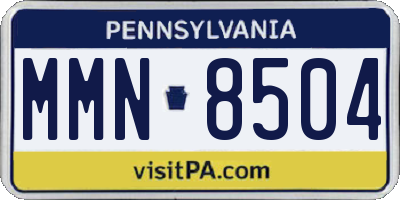 PA license plate MMN8504