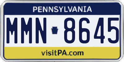 PA license plate MMN8645