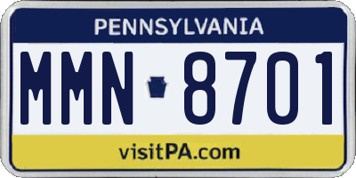 PA license plate MMN8701