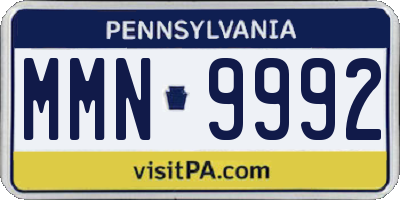 PA license plate MMN9992
