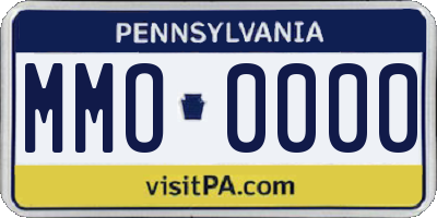 PA license plate MMO0000