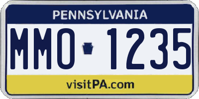 PA license plate MMO1235