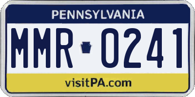 PA license plate MMR0241