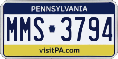 PA license plate MMS3794