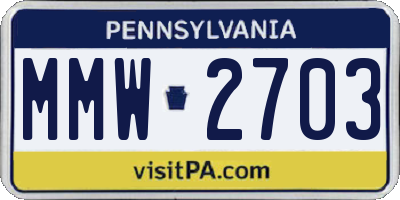 PA license plate MMW2703