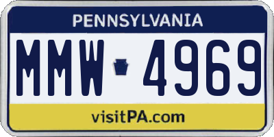 PA license plate MMW4969