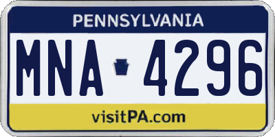 PA license plate MNA4296