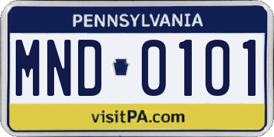PA license plate MND0101