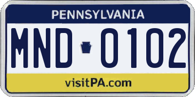 PA license plate MND0102