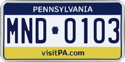 PA license plate MND0103
