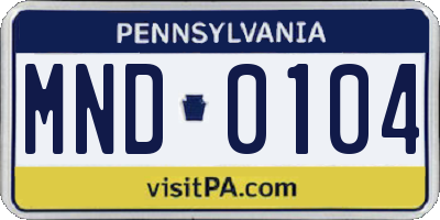 PA license plate MND0104