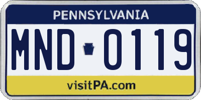PA license plate MND0119