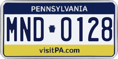 PA license plate MND0128