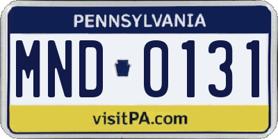 PA license plate MND0131