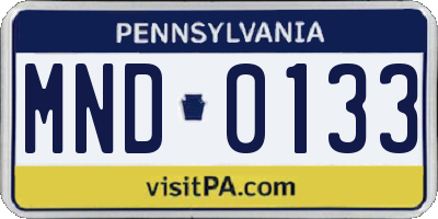 PA license plate MND0133