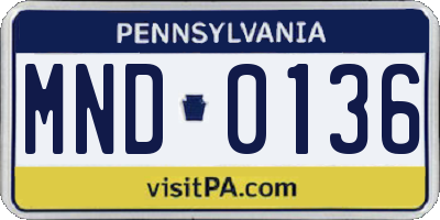 PA license plate MND0136