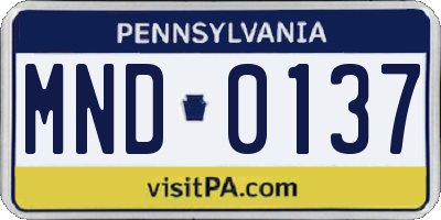 PA license plate MND0137