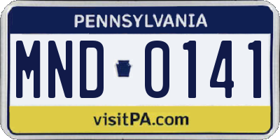 PA license plate MND0141