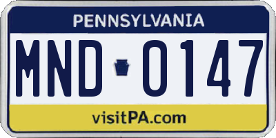 PA license plate MND0147