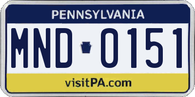 PA license plate MND0151