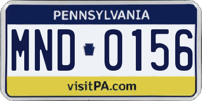 PA license plate MND0156